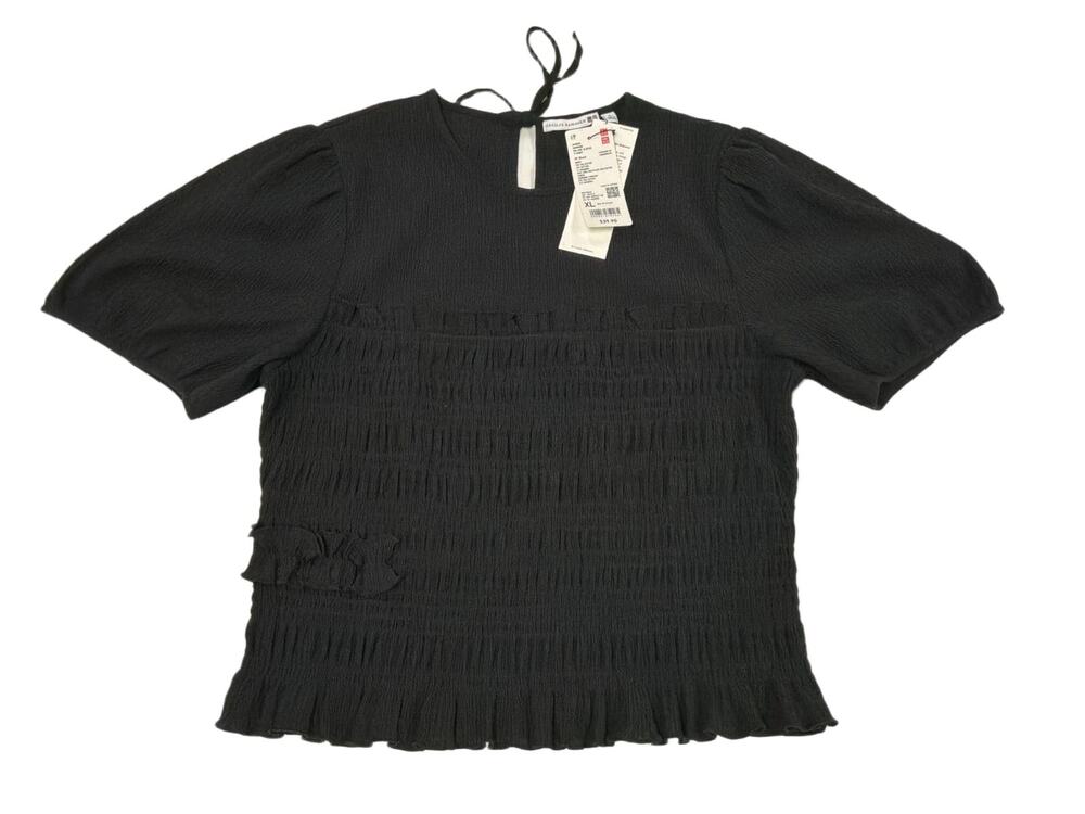 Uniqlo x Cecilie Bahnsen Shirring Volume Sleeve T-Shirt Women's XL Black NWT